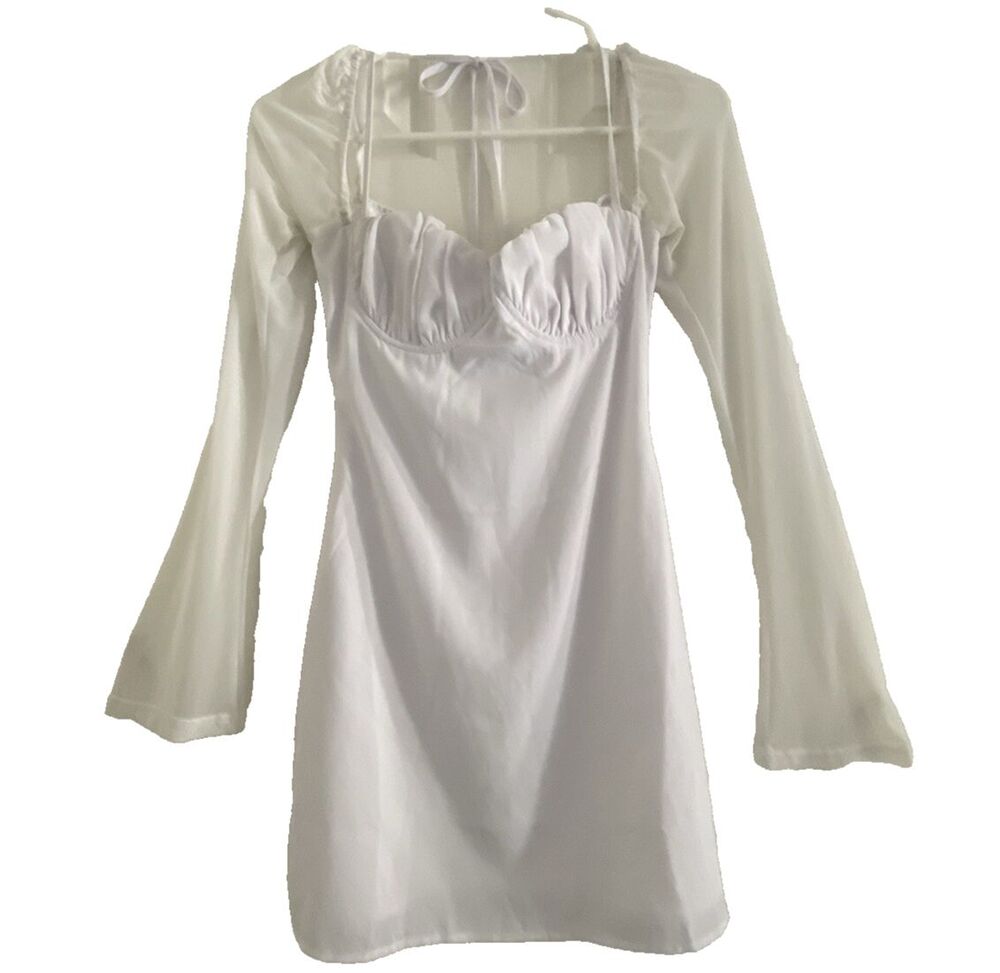 Princess Polly Halter Corset Dress Long Sleeve White Size 2 Fairy